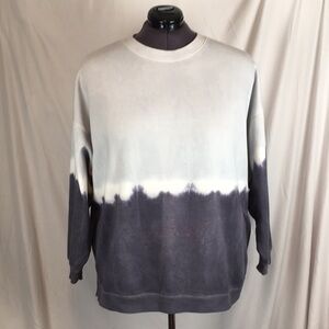 Women's Ombre Dip Dye Gray Toned Long Sleeved Pullover Sweatshirt Plus Size 22